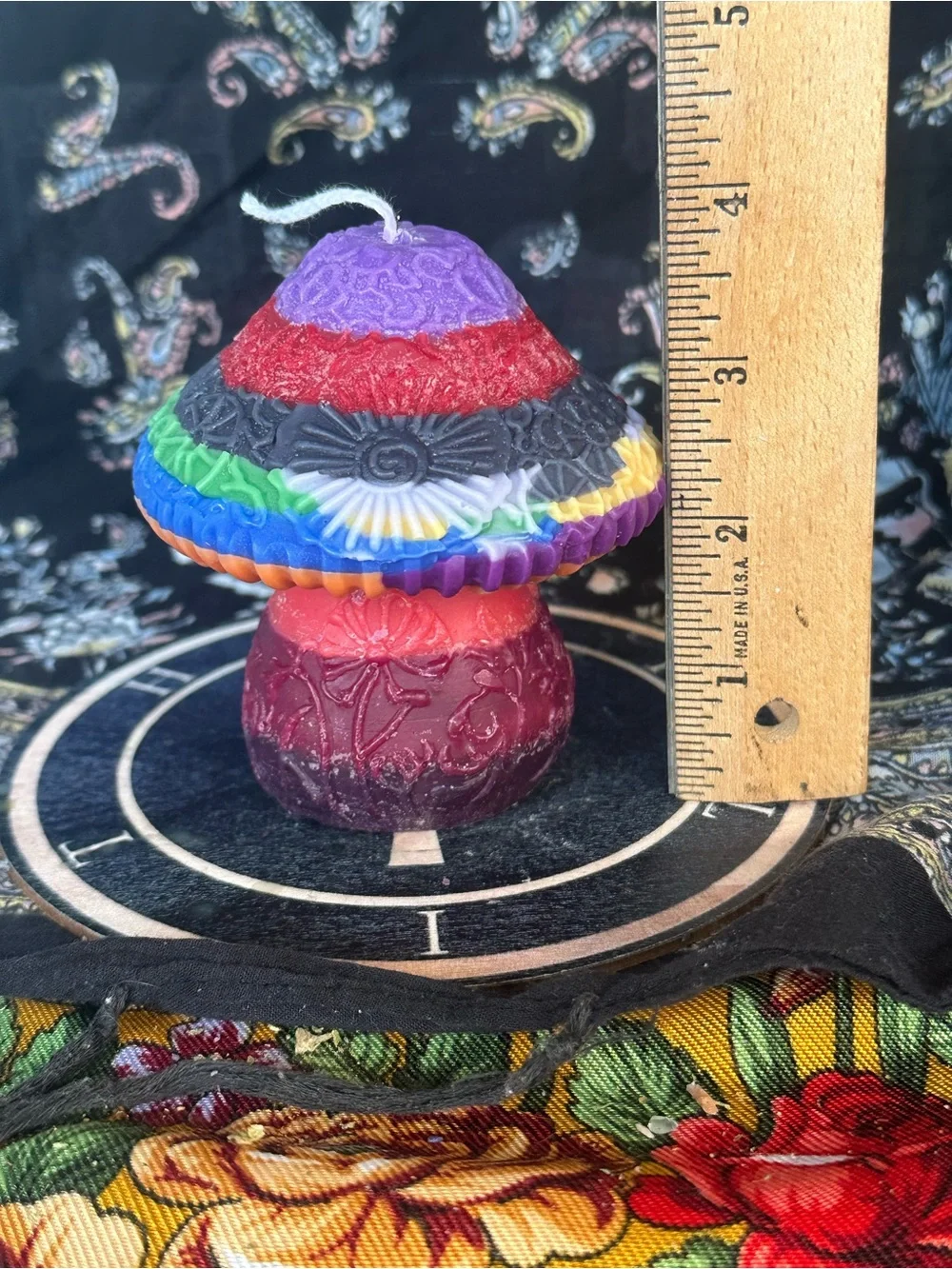 Rainbow Floral Mushroom Candle